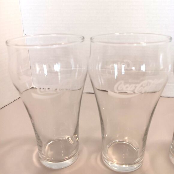 Set Of 4 Vtg Clear Coca-Cola "Enjoy Coke" Soda Fountain Glasses Tumblers 16oz - Picture 11 of 14